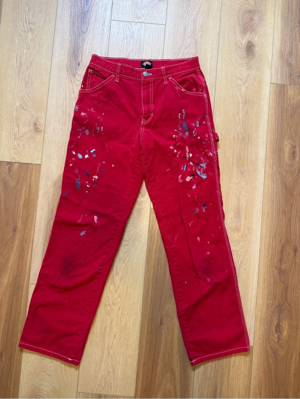 Dickies Bright Red Work Shorts with Logo Waistband - Picture 2 of 4